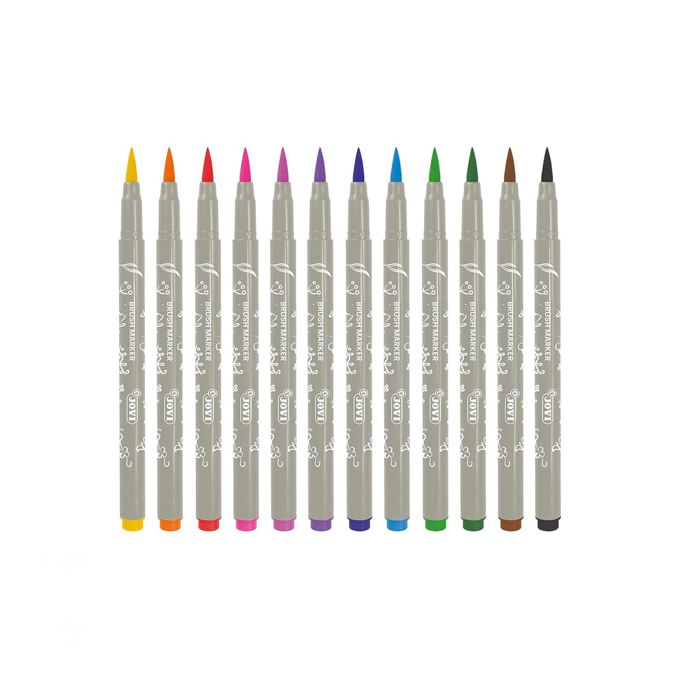 Jovi Brush Marker Set – 12 Brush Lettering Markers with Flexible Brush Tip