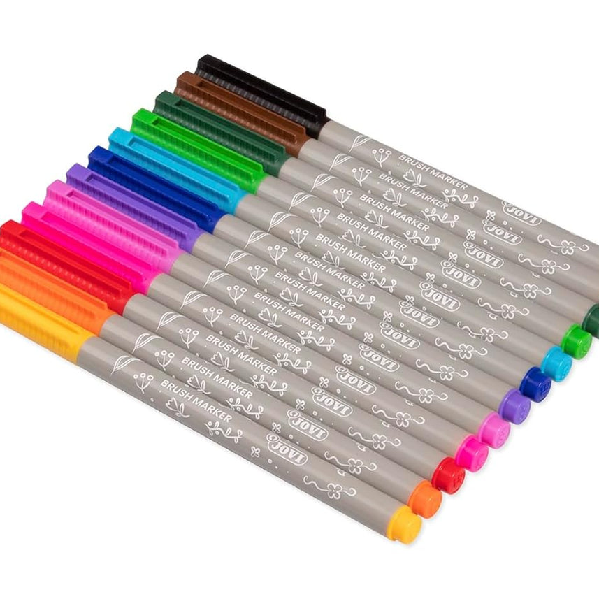Jovi Brush Marker Set – 12 Brush Lettering Markers with Flexible Brush Tip - penpencilink