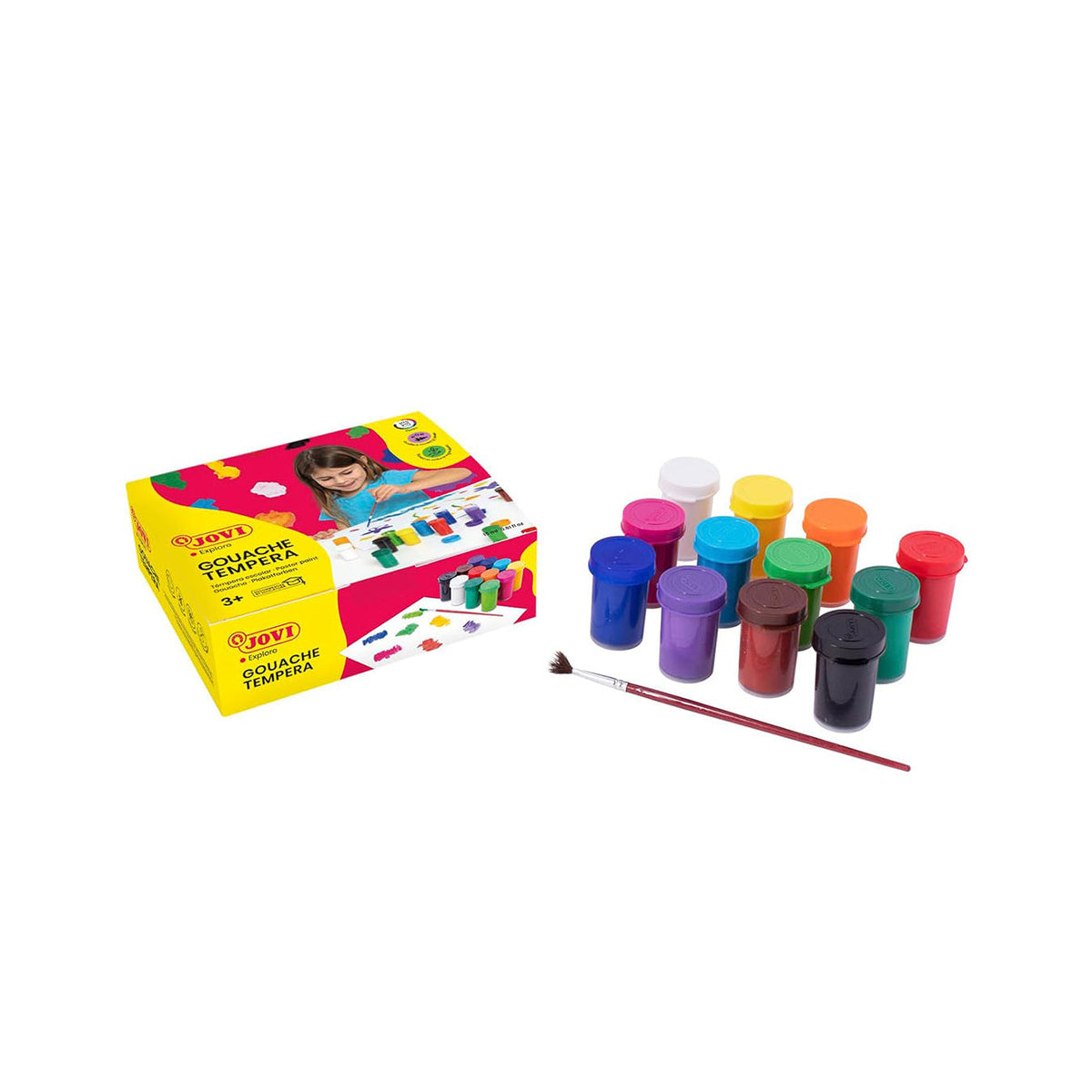 Jovi Case Tempera Paint, 12 Assorted Bottles of 15 ml, color (521)