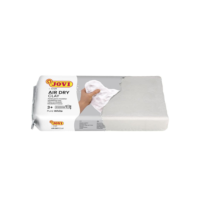 Jovi European Air-Dry Modeling Pure White Clay 2 Packets - Each Pack of 500 Grams for Sculpting Pottery Art & Craft Handicraft Educational Purpose Fine Motor Skills