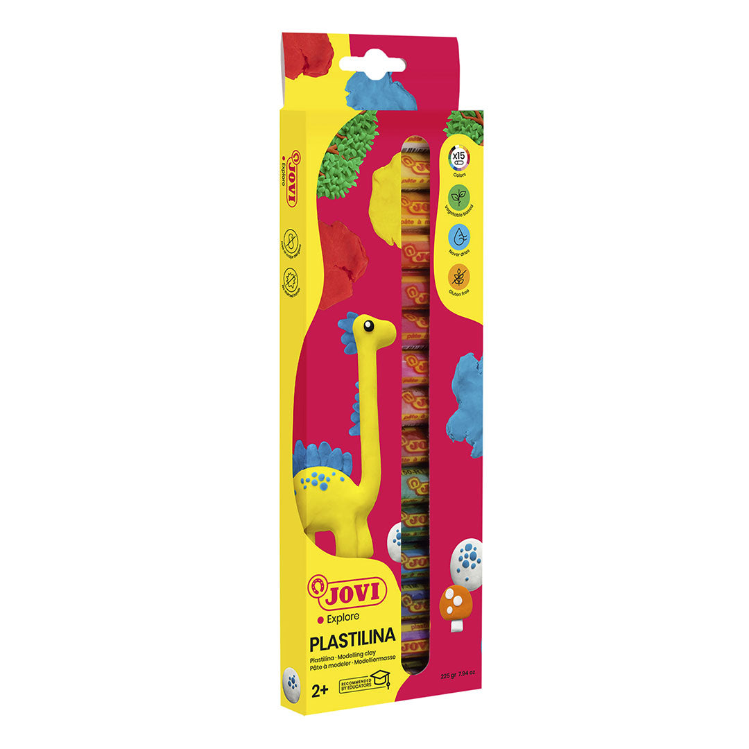 Jovi Plastilina Vegetable Based Non Hardening Modelling Clay Assorted 15 Color Sticks of 15 gm Each