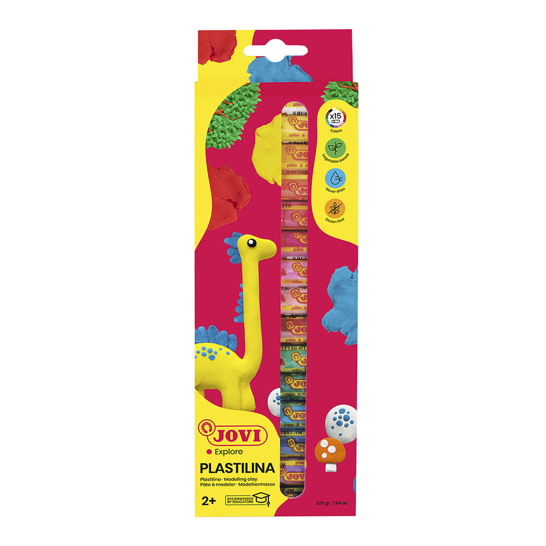 Jovi Plastilina Vegetable Based Non Hardening Modelling Clay Assorted 15 Color Sticks of 15 gm Each
