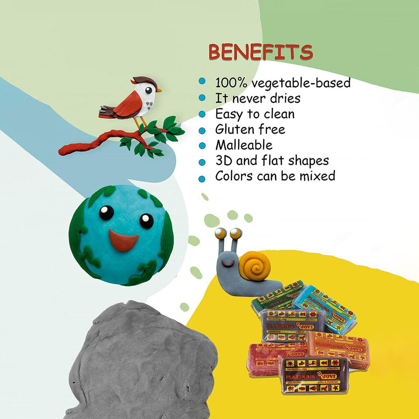 Jovi | Modelling Clay | 6 Bar Of 50g | Nature Colours