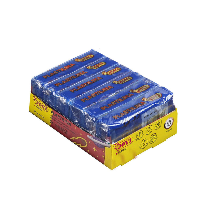 Jovi Plastilina Dark Blue Non-Drying Modelling Clay for Art & Craft Pack of 6 Bars - 50gms Each Non-Toxic Gluten Free Fine Motor Skills, Moulding, Pottery Sculpting Project Work with Dough
