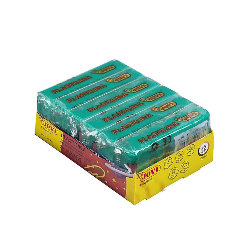 Jovi Plastilina Light Green Non-Drying Modelling Clay for Art & Craft, Pack of 6 Bars - 50gms Each for Fine Motor Skills, Moulding, Pottery Sculpting Project Work with Dough