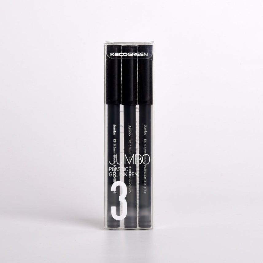 JUMBO Gel Pen Set 0.5mm - INDOFUTURE - BLACK- Black Ink - Pack of 3 - Gel Pens