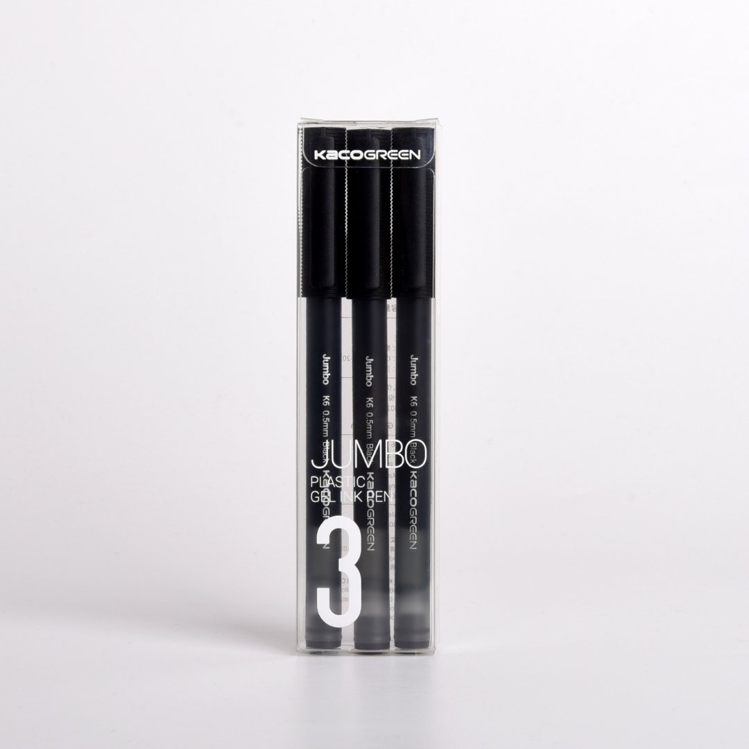 JUMBO Gel Pen Set 0.5mm - INDOFUTURE - BLACK- Black Ink - Pack of 3 - Gel Pens