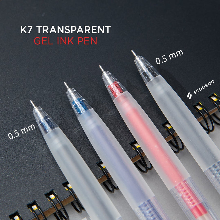 K7 transparent Gel Ink Pen 0.5mm - INDOFUTURE - K7-black - Gel Pens