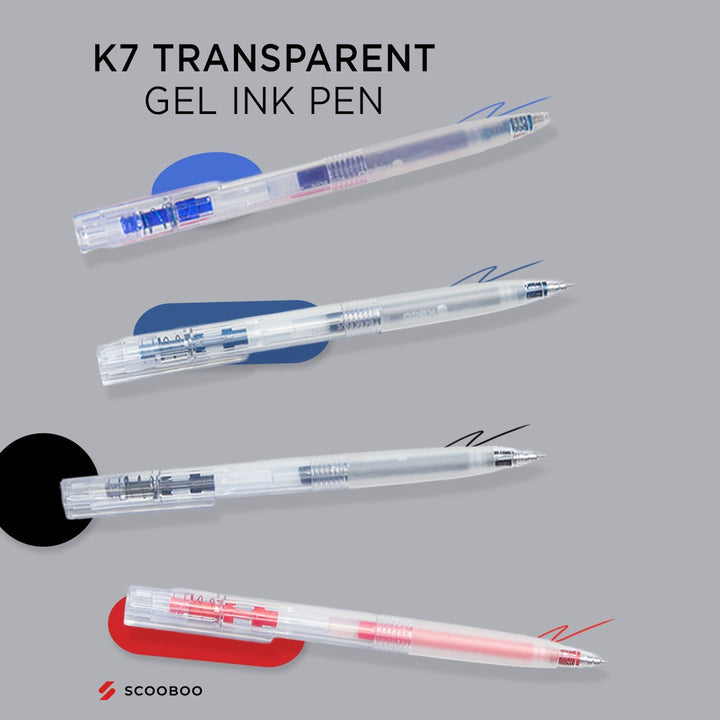 K7 transparent Gel Ink Pen 0.5mm - INDOFUTURE - K7-black - Gel Pens