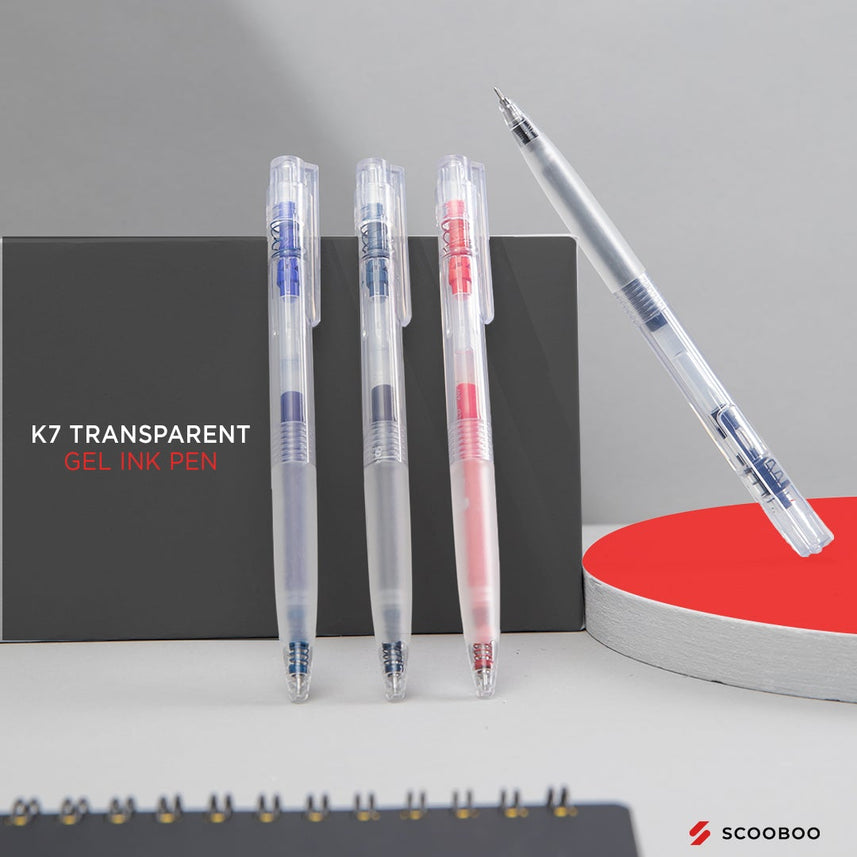 K7 transparent Gel Ink Pen 0.5mm - INDOFUTURE - K7-black - Gel Pens