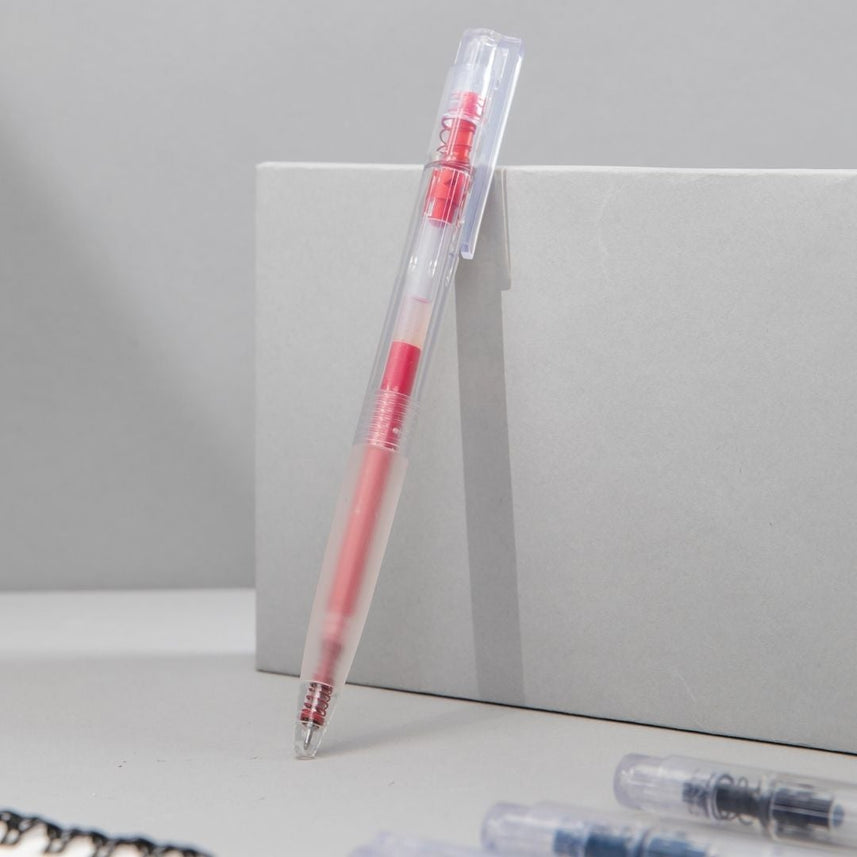 K7 transparent Gel Ink Pen 0.5mm - INDOFUTURE - K7-Red - Gel Pens