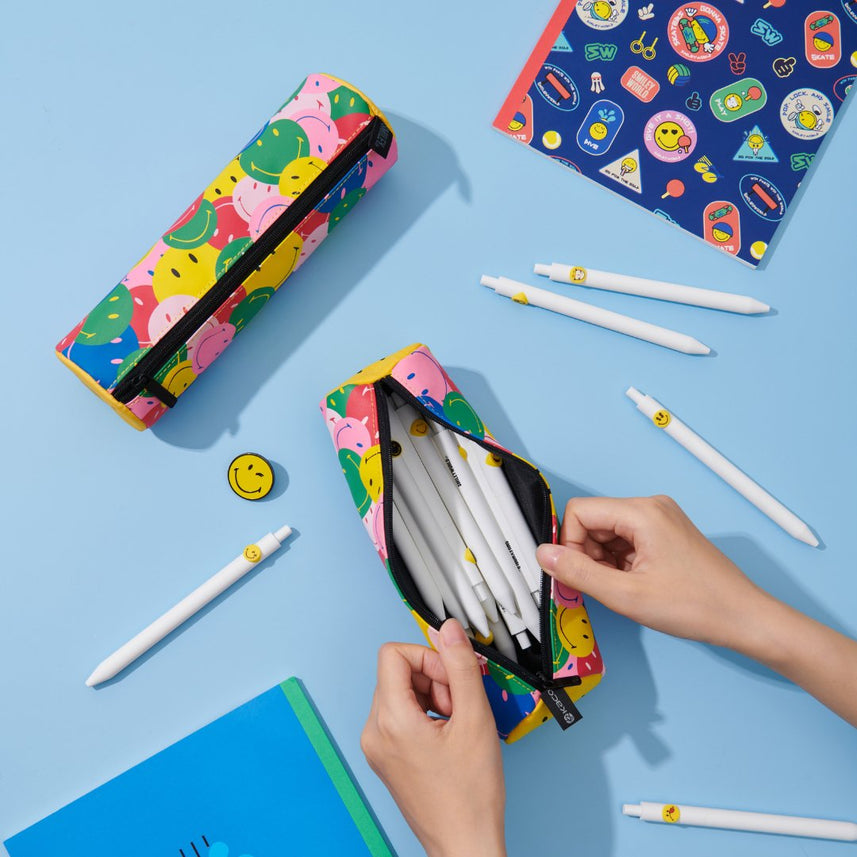Kaco Cylinder Pen Case(with Smiley World) - INDOFUTURE - Pencil Cases & Pouches