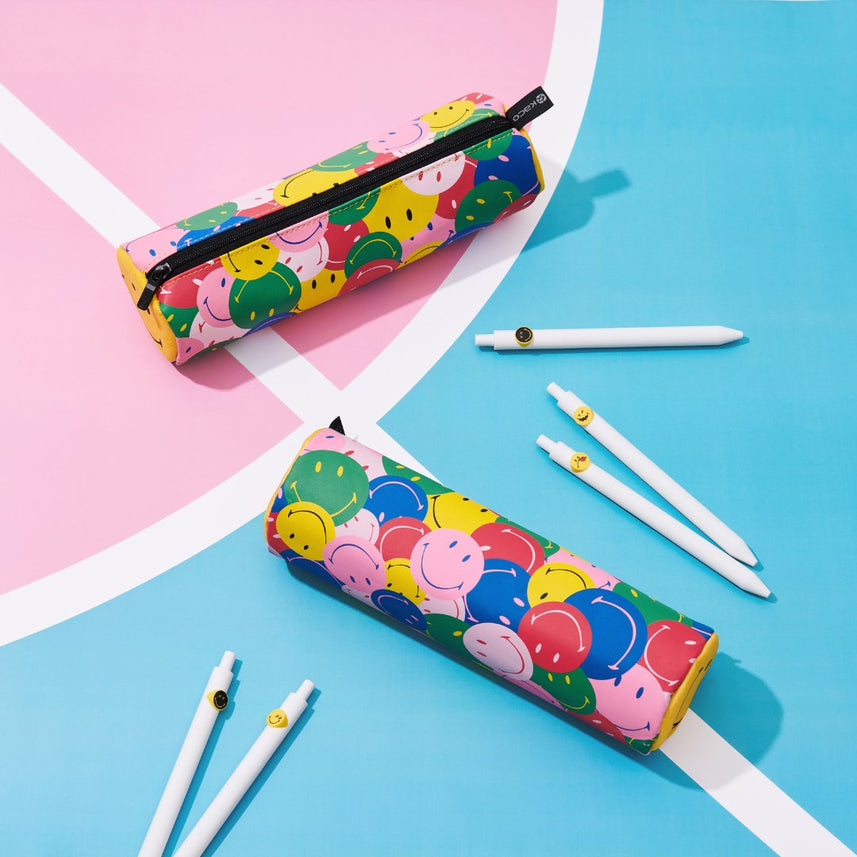 Kaco Cylinder Pen Case(with Smiley World) - INDOFUTURE - Pencil Cases & Pouches