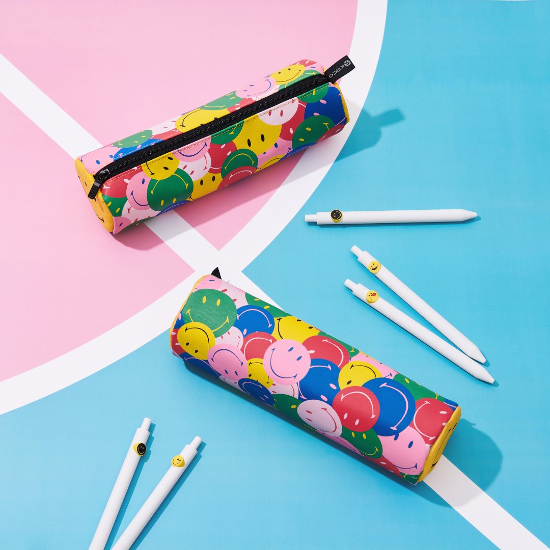 Kaco Cylinder Pen Case(with Smiley World) - INDOFUTURE - Pencil Cases & Pouches