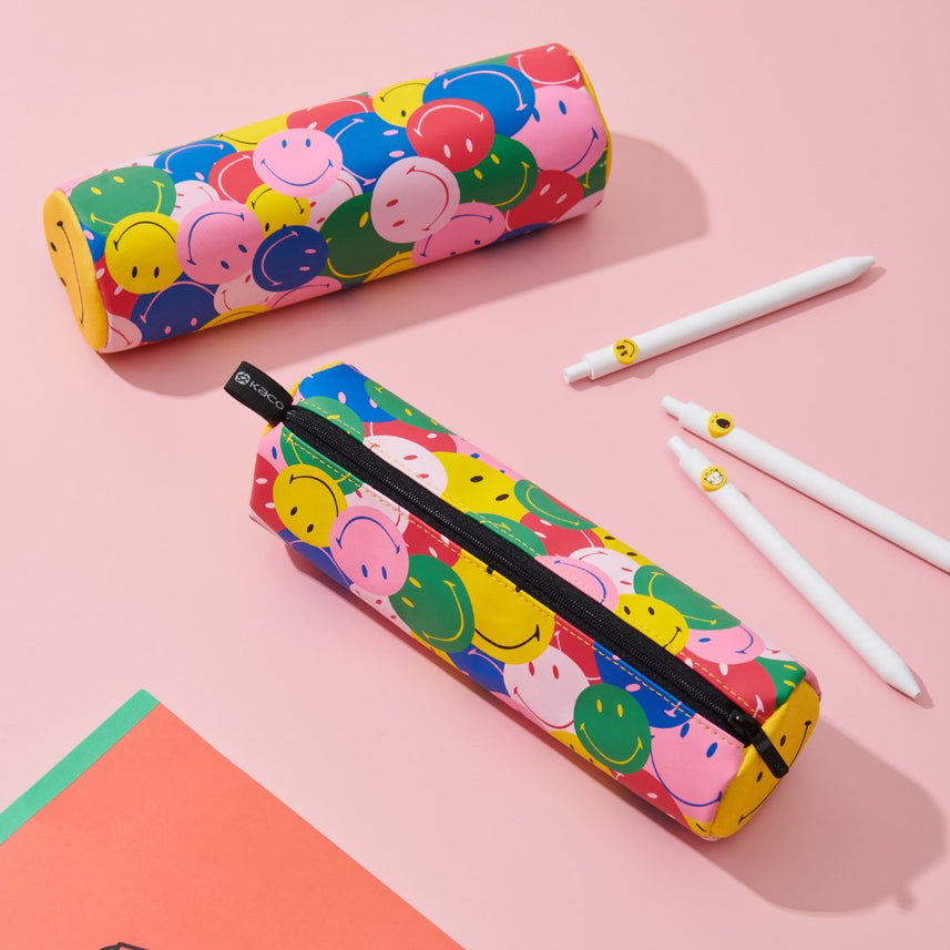 Kaco Cylinder Pen Case(with Smiley World) - INDOFUTURE - Pencil Cases & Pouches