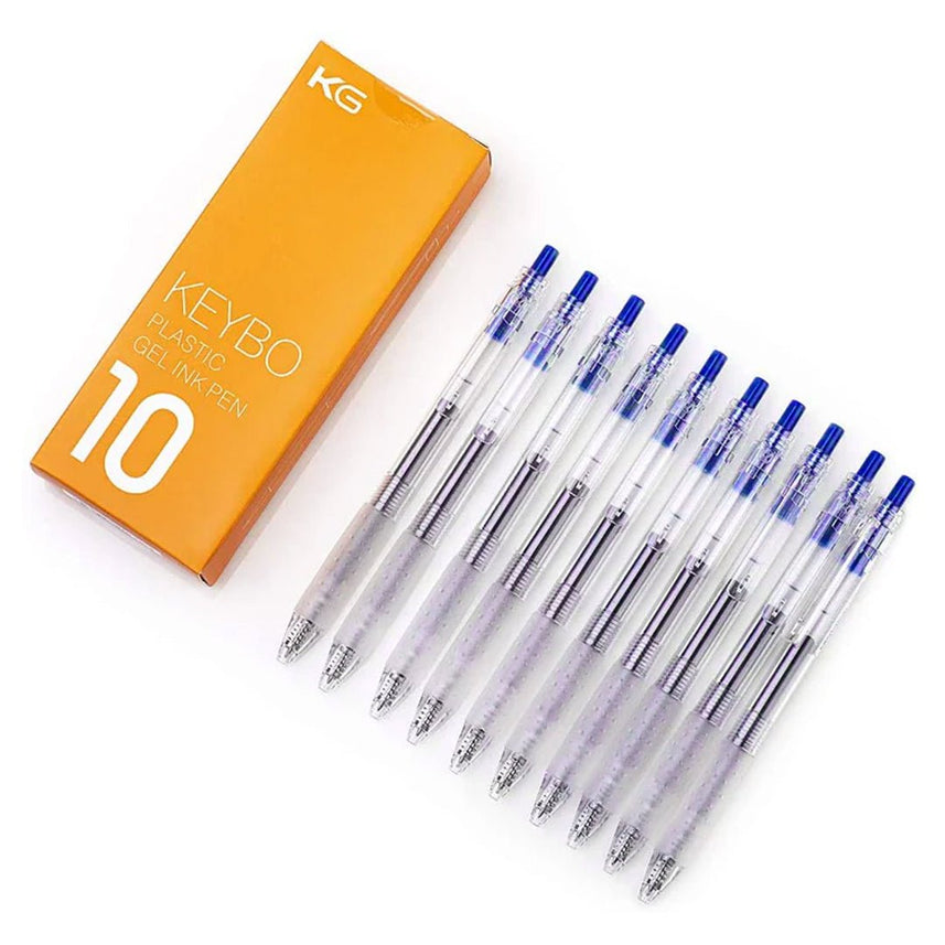 Kaco Keybo Transparent Gel Ink Pen 0.5mm - Pack Of 10 - INDOFUTURE - Gel Pens