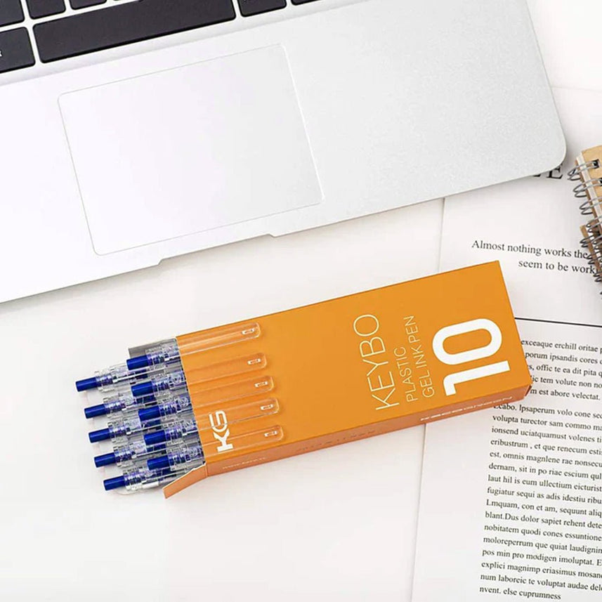 Kaco Keybo Transparent Gel Ink Pen 0.5mm - Pack Of 10 - INDOFUTURE - KEYBO Dark Blue 0.5mm - 4 - Gel Pens