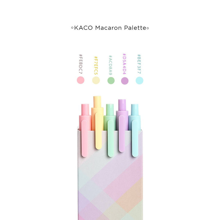 Kaco Pure Macaron Gel Pens - Set of 5 - Assorted colours 0.5mm - INDOFUTURE - PURE - Macaron - Set of 5 - Gel Pens