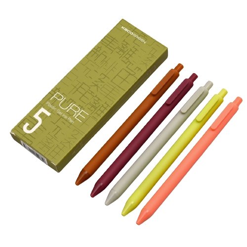 Kaco Pure Macaron Gel Pens - Set of 5 - Assorted colours 0.5mm - INDOFUTURE - Pure-Morandi II - Gel Pens