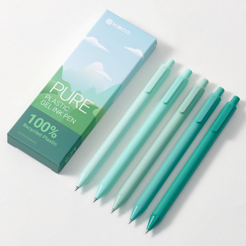 Kaco Pure Recycled Plastic Ink Pen- The Green Hills 5pcs/set - INDOFUTURE - Gel Pens