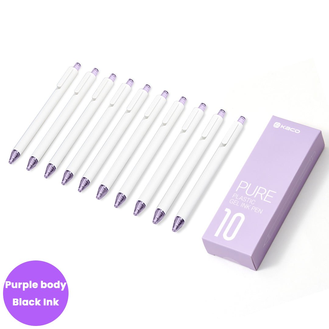 Kaco Pure Soft Touch Candy Black Ink Gel Pens- Pack of 10 - INDOFUTURE - Gel Pens