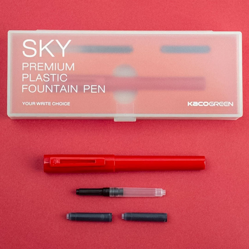 Kaco Sky Plastic Fountain Pen - INDOFUTURE - Kaco - Sky - Red - Fountain Pen