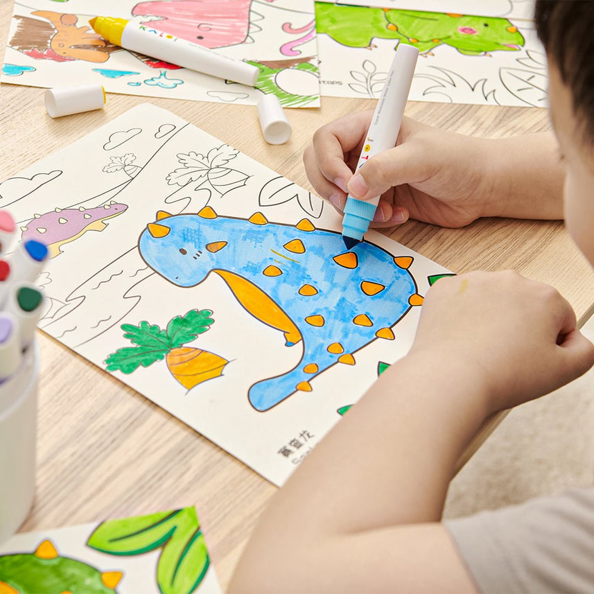 Kalor Washable Watercolour Pen 24 Colours With B5 Colour Filling Card (Dinosaur World) - INDOFUTURE - WP2009 - 01 - Highlighter