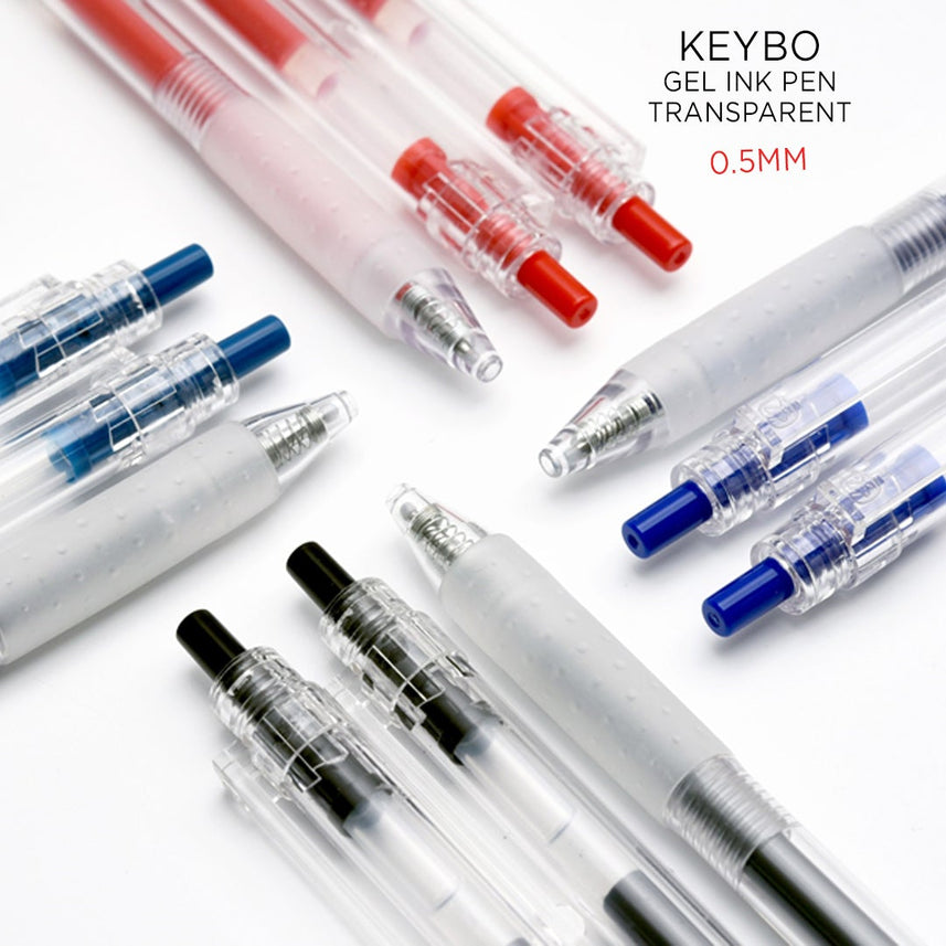 KEYBO GEL INK PEN TRANSPARENT 0.5mm-PACK OF 10 - INDOFUTURE - KEYBO Blue 0.5mm-3 - Gel Pens