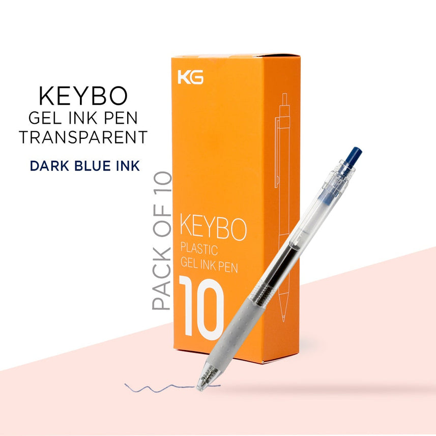KEYBO GEL INK PEN TRANSPARENT 0.5mm-PACK OF 10 - INDOFUTURE - KEYBO Dark Blue 0.5mm-4 - Gel Pens