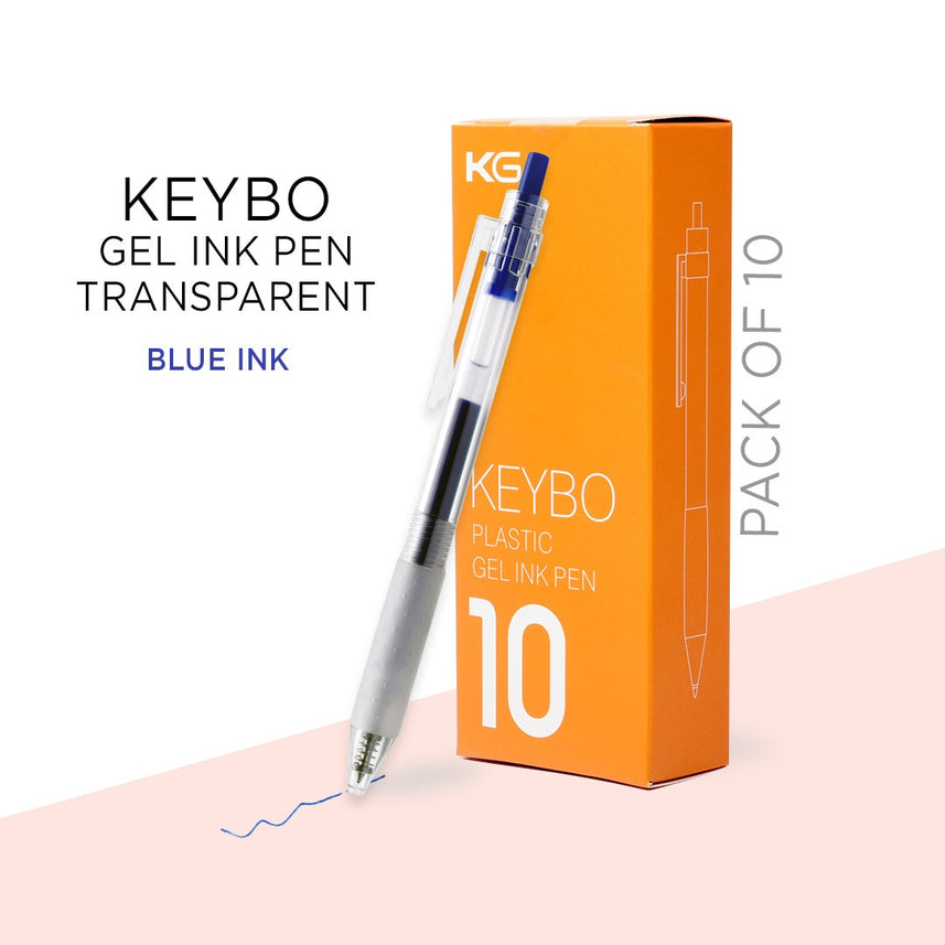KEYBO GEL INK PEN TRANSPARENT 0.5mm-PACK OF 10 - INDOFUTURE - KEYBO Blue 0.5mm-3 - Gel Pens