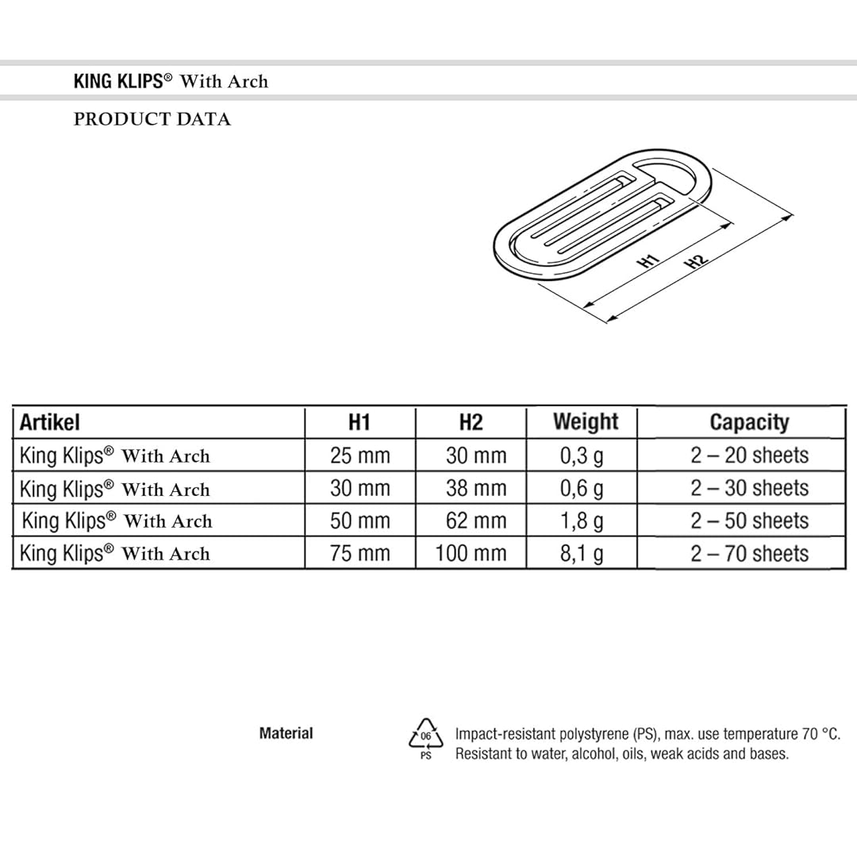Laurel Arch King Klip | White & Black | 30/38mm | Holds 2–30 Sheets