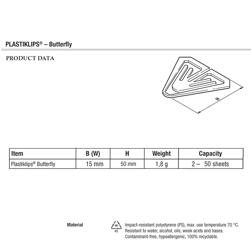 Laurel | Blue Butterfly | Paper Clips | 50mm | Pack of 8 Clips