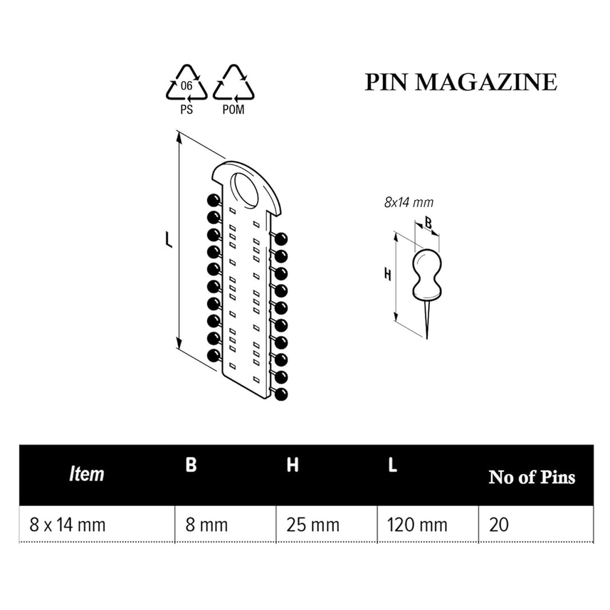 Laurel | Pin Magazine | Crystal Coloured | Push Pins | 20 pins