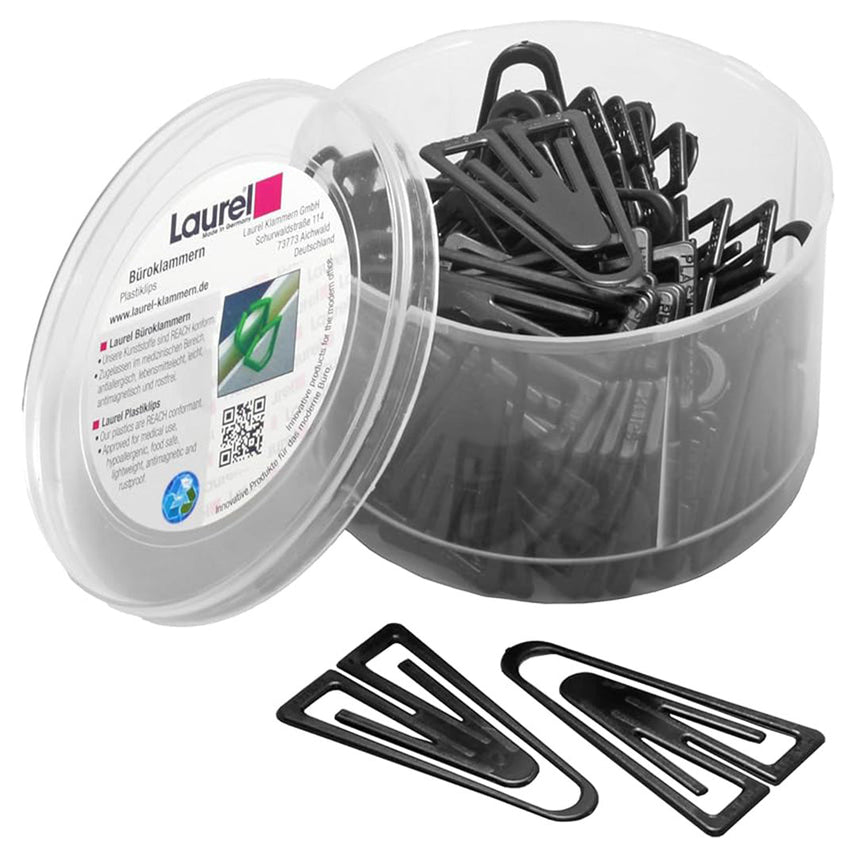 Laurel | Plastiklips | Paper Klips | Black | 75 Pieces | 60 mm