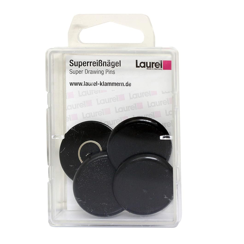 Laurel | Super Drawing Pin | Black | 30mm | 4 Pieces