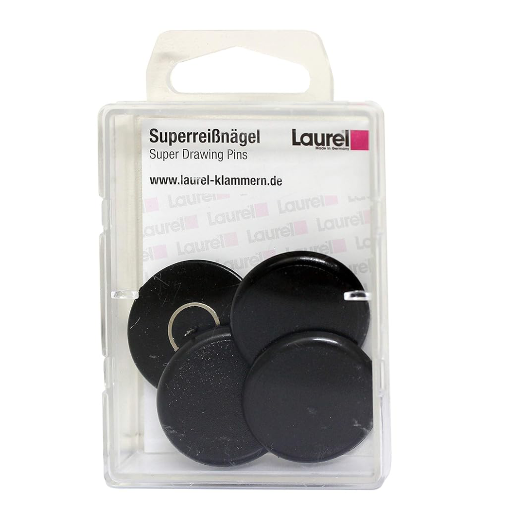 Laurel | Super Drawing Pin | Black | 30mm | 4 Pieces