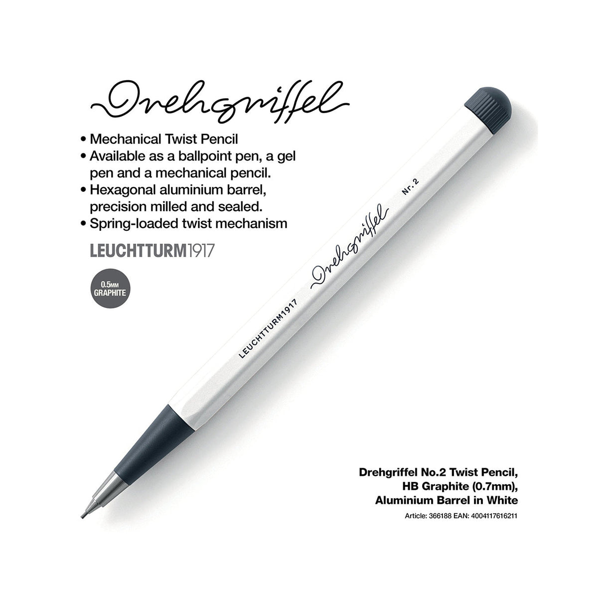 LEUCHTTURM1917 Drehgriffel Nr.2 Pencil - White