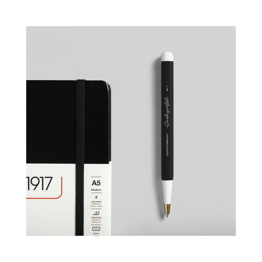 LEUCHTTURM1917 Ball Point Pen with Royal Blue Ink | Drehgriffel No. 1 | Black | Twist Mechanism