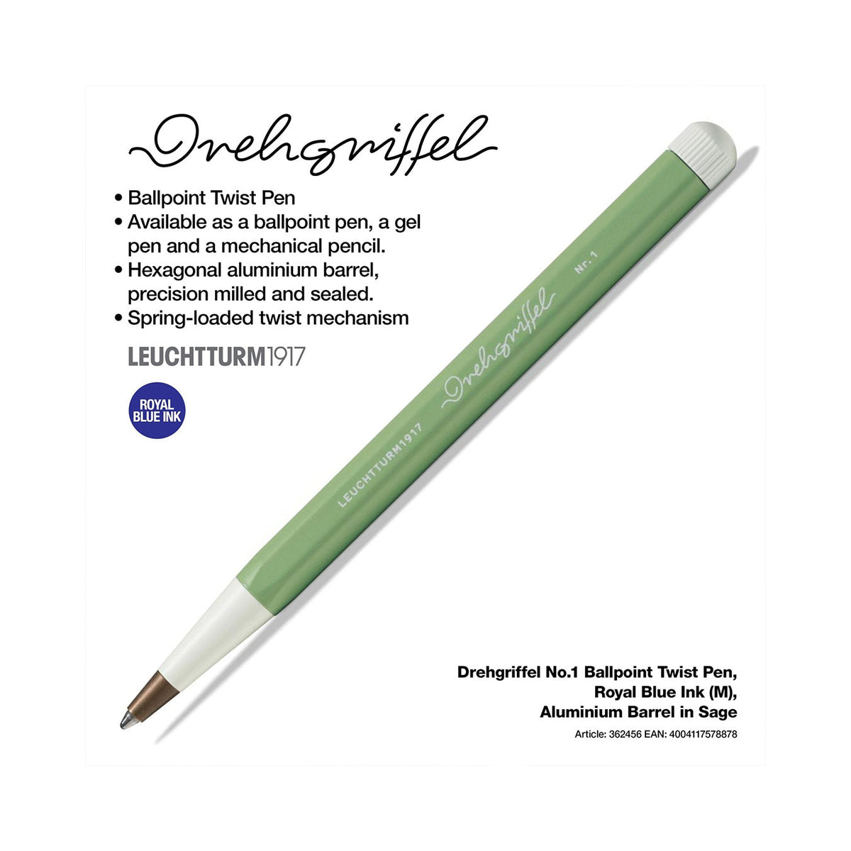 LEUCHTTURM1917 Drehgriffel No.1 Ballpoint Pen - Sage Green