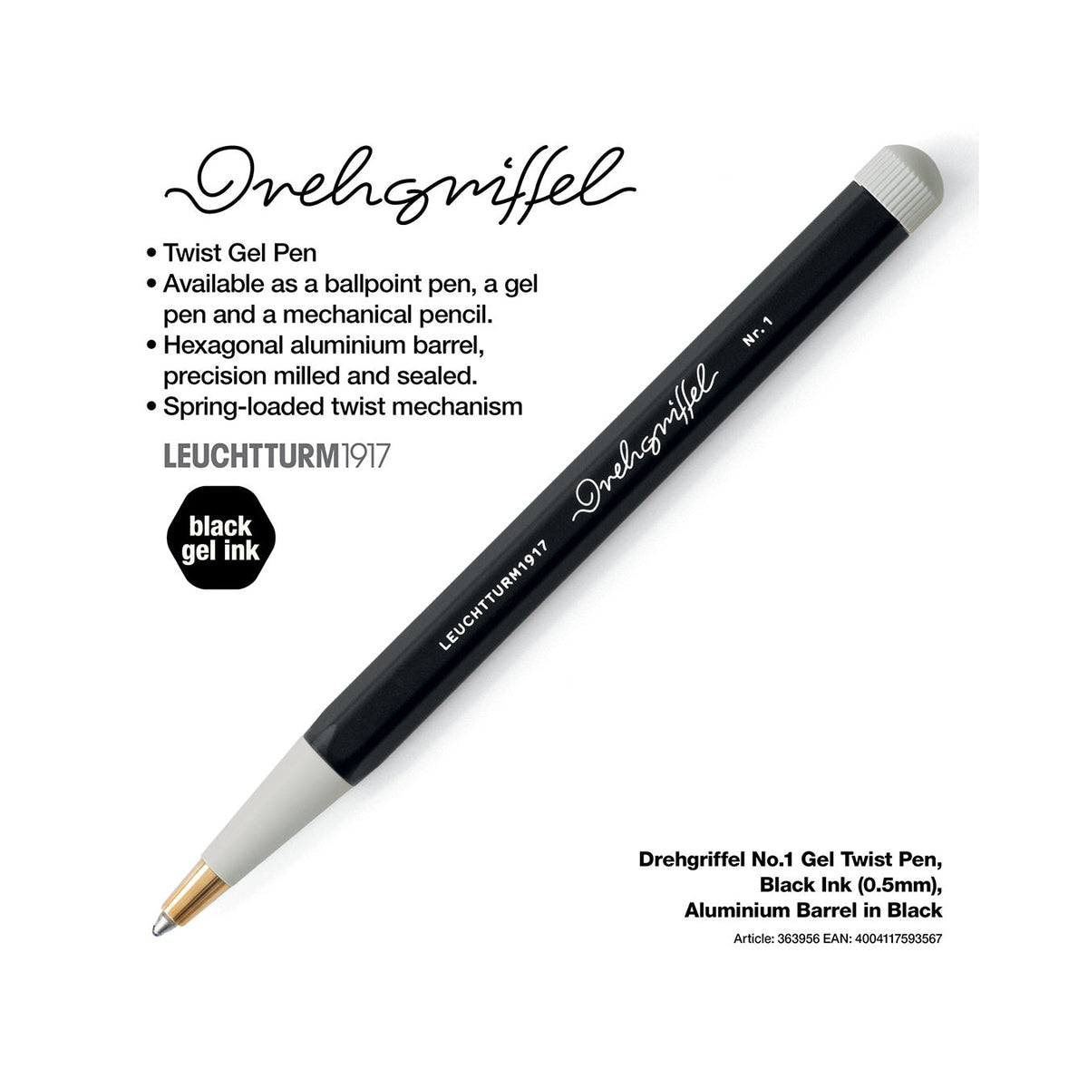 LEUCHTTURM1917 Drehgriffel No.1 Gel Pen - Black