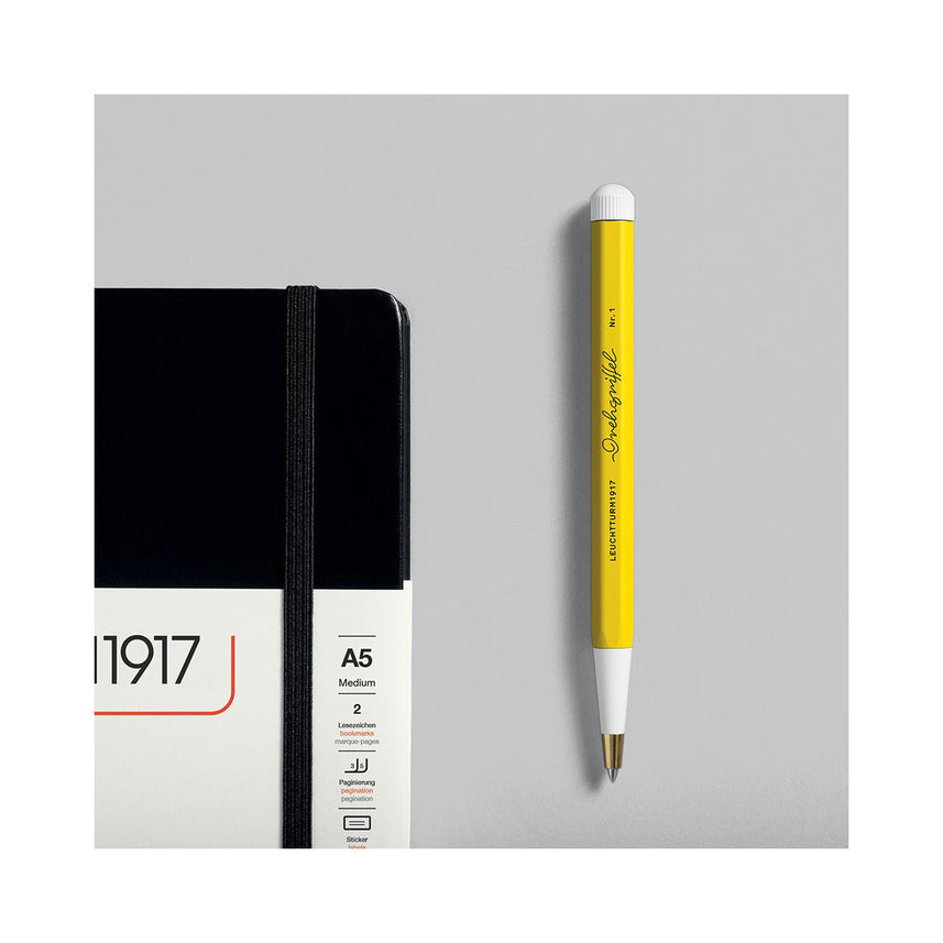 LEUCHTTURM1917 Gel Pen with Document Proof Black Ink | Drehgriffel No. 1 | Lemon Yellow| Twist Mechanism