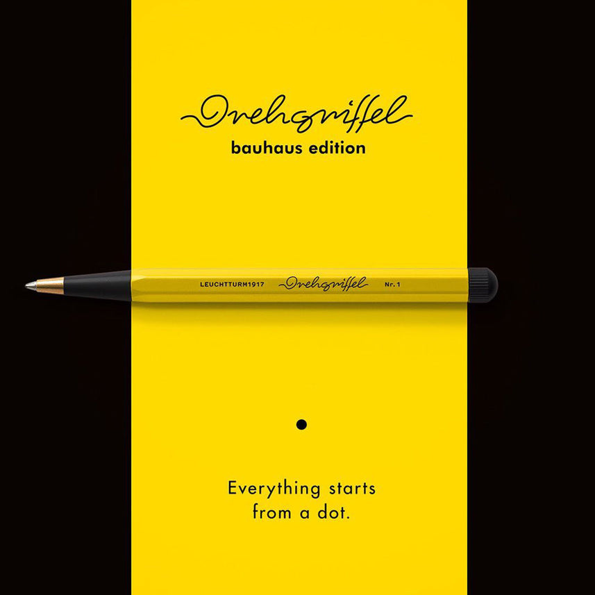LEUCHTTURM1917 Ball Point Pen with Royal Blue Ink | Bauhaus Edition | Drehgriffel No. 1 | Lemon/Black | Twist Mechanism