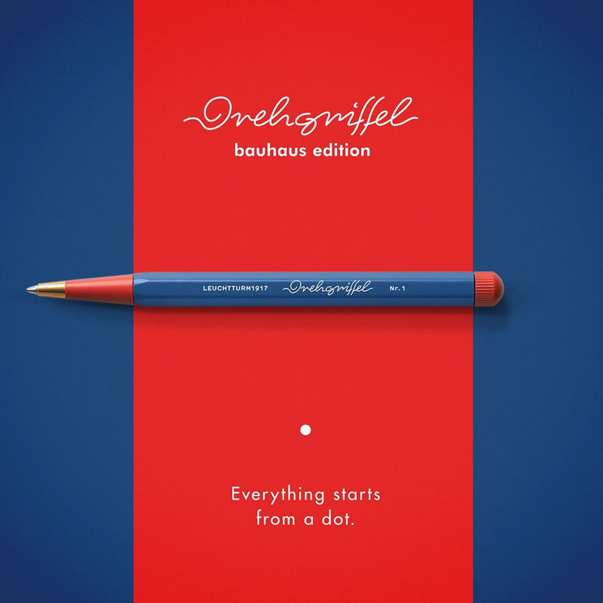 LEUCHTTURM1917 Ball Point Pen with Royal Blue Ink | Bauhaus Edition | Drehgriffel No. 1 | Royal Blue/Red | Twist Mechanism