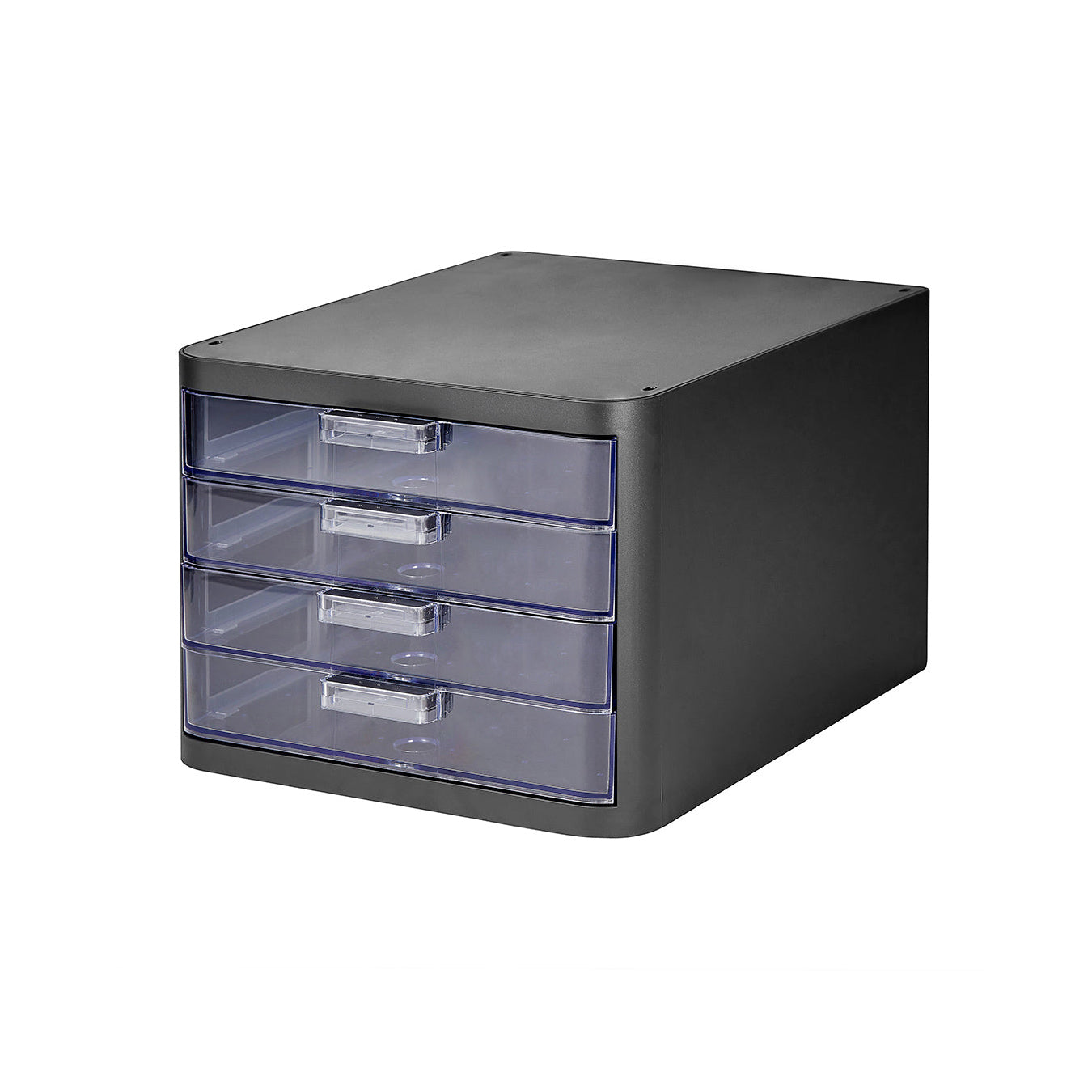 Litem | Multi Utility Storage Cabinet | 4  Clear Drawers | Organiser | Dark Grey | Clear | For Office & Home