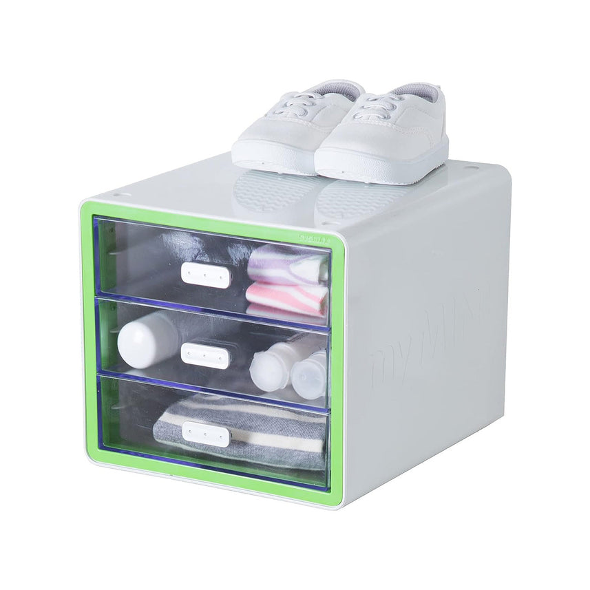 Litem | Multi Utility Storage | Cabinet | 3 Drawers | Green |My Mini | For Office Home