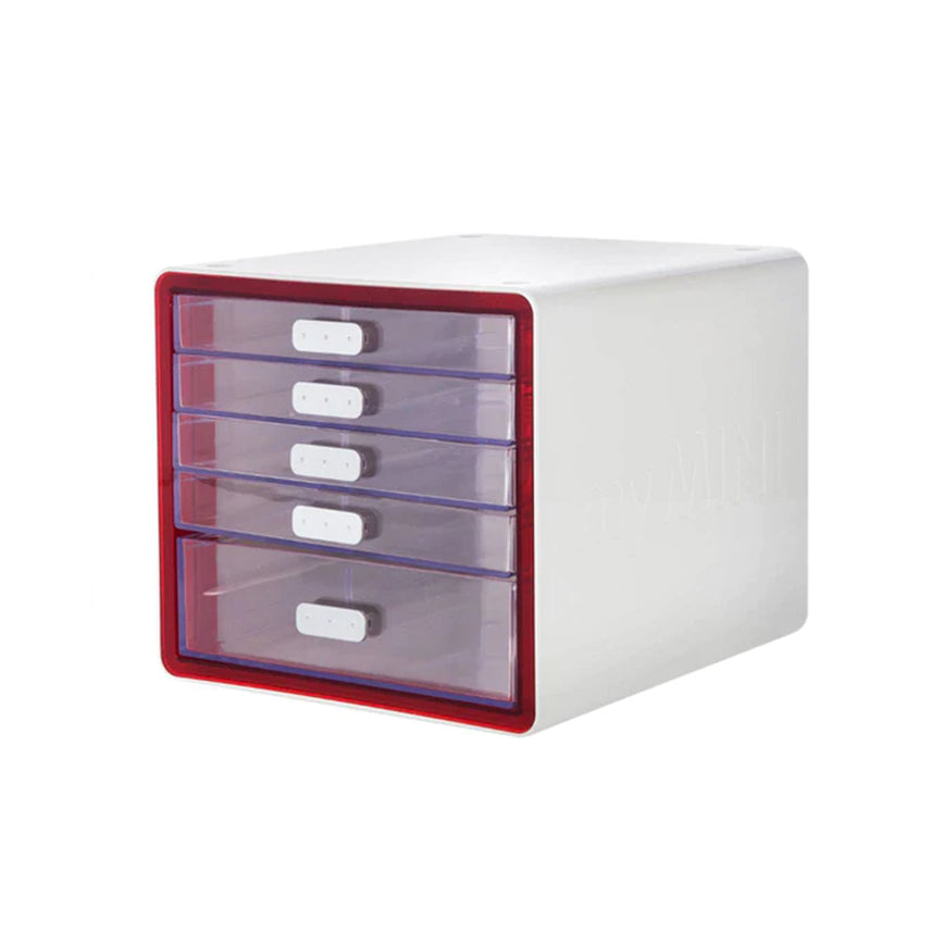 Litem | Multi Utility Storage Cabinet | 5 Drawers | Organiser | Red | My Room | For Office & Home