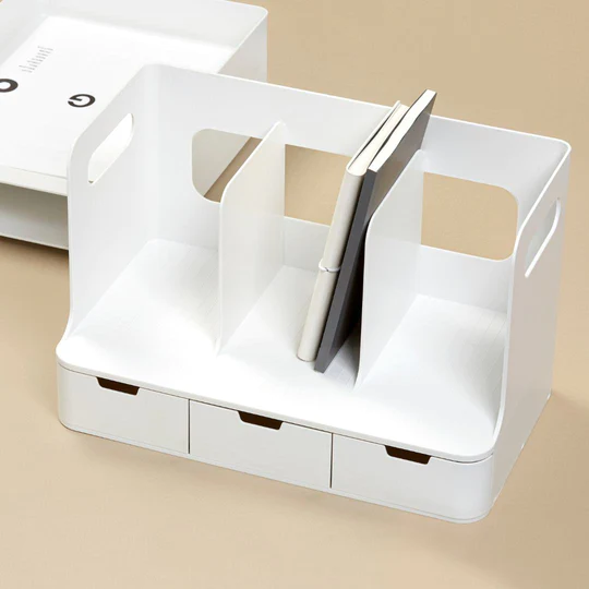 Sysmax 3 Drawers Olio Book Rack with 3 Compartments - White