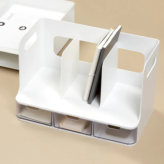 Sysmax 3 Transparent Drawers Olio Book Rack with 3 Compartments - White