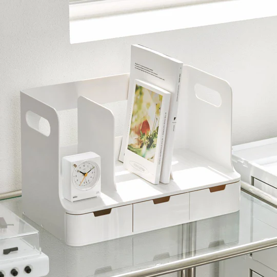 Sysmax 3 Transparent Drawers Olio Book Rack with 3 Compartments - White