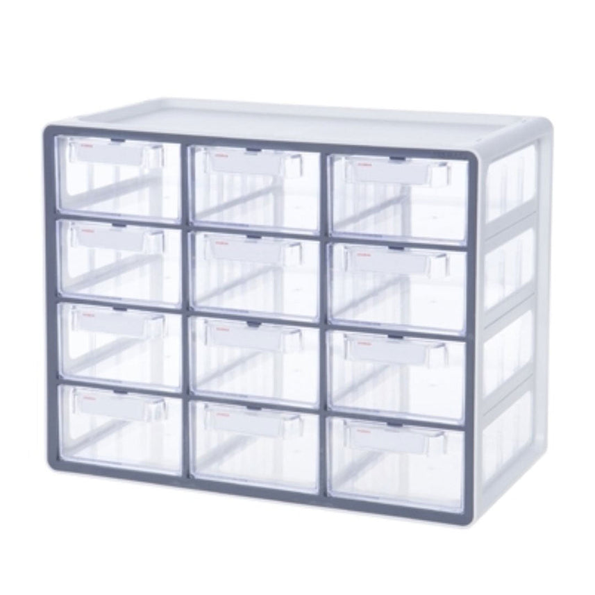 Sysmax Multi Utility Desk Organizer 12 Drawers Up System for Office & Home - Grey